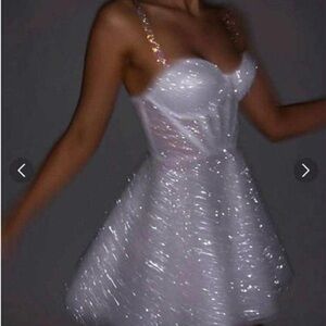 Elegant White Glitter Dress